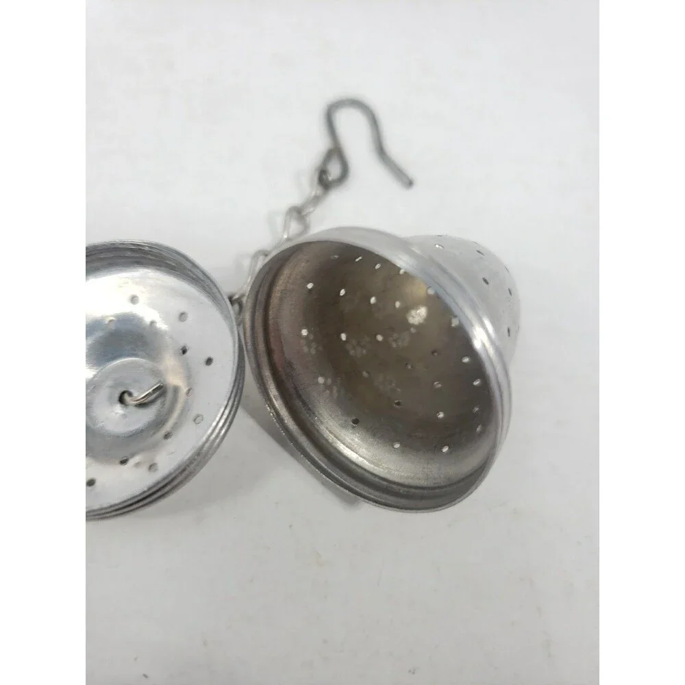 Vintage MCM Aluminum Acorn Shaped Tea ball Infuser Strainer with Hook & Chain